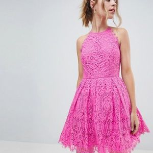 ASOS DESIGN Petite Pinny Prom Mini Dress in Lace